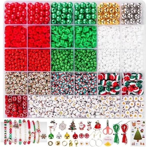 Christmas Friendship Bracelet Kit, Xmas Beads and Letter Beads (A-Z) - Picture 3 of 6